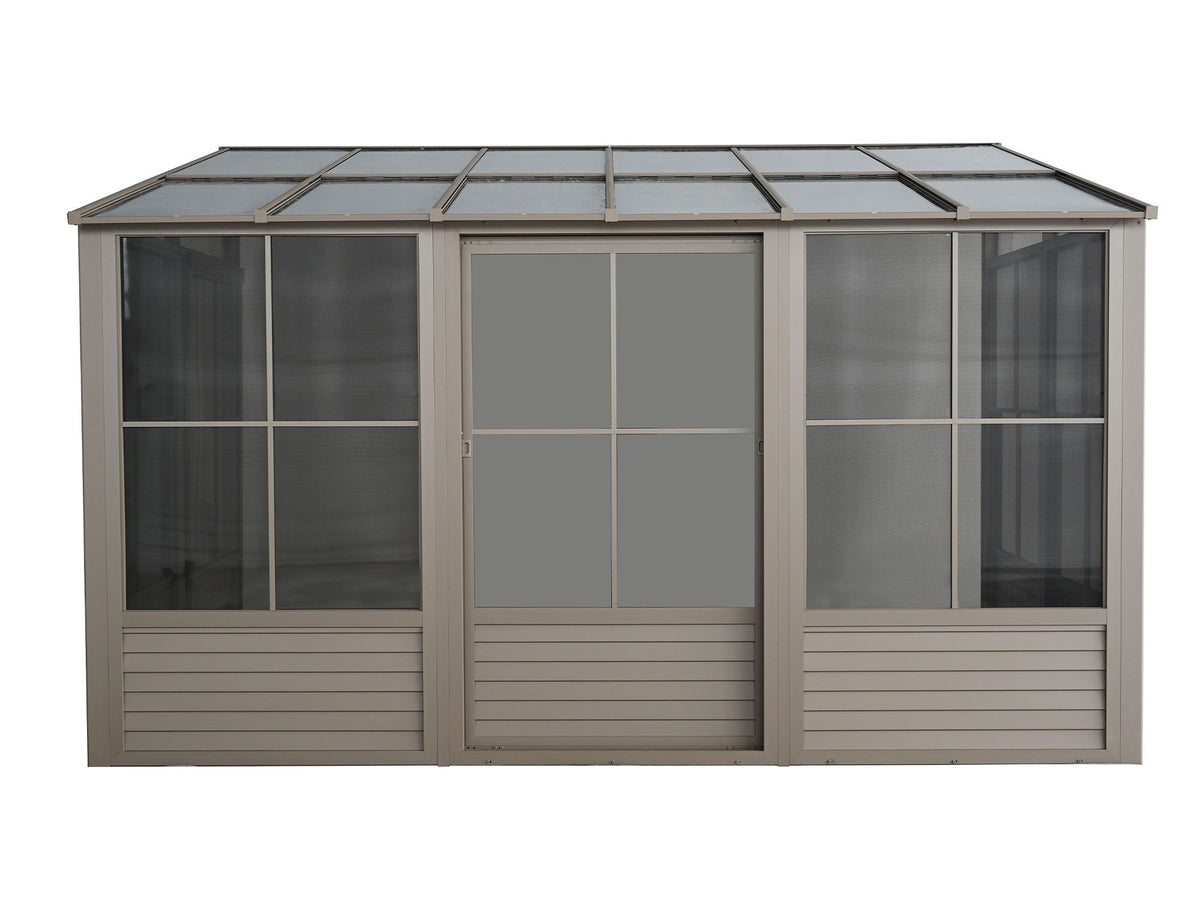 Florence 8x12 ft. Wall–Mounted Solarium, Polycarbonate Roof, Sand