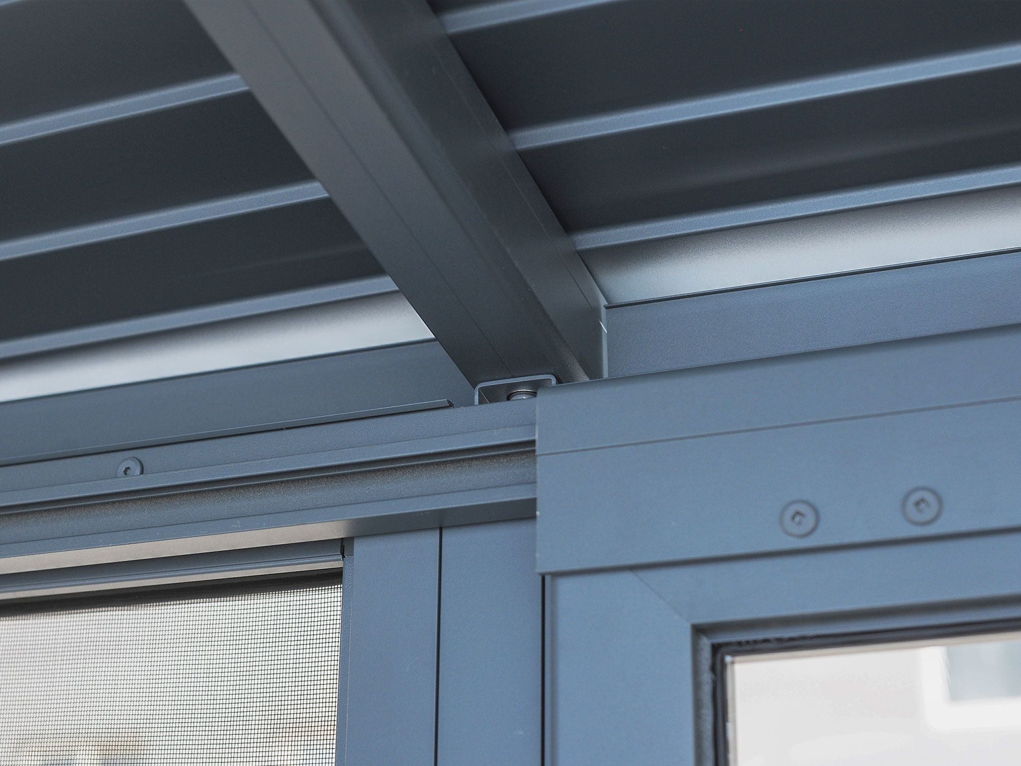 Florence 8x16 ft. Wall–Mounted Solarium, Metal Roof