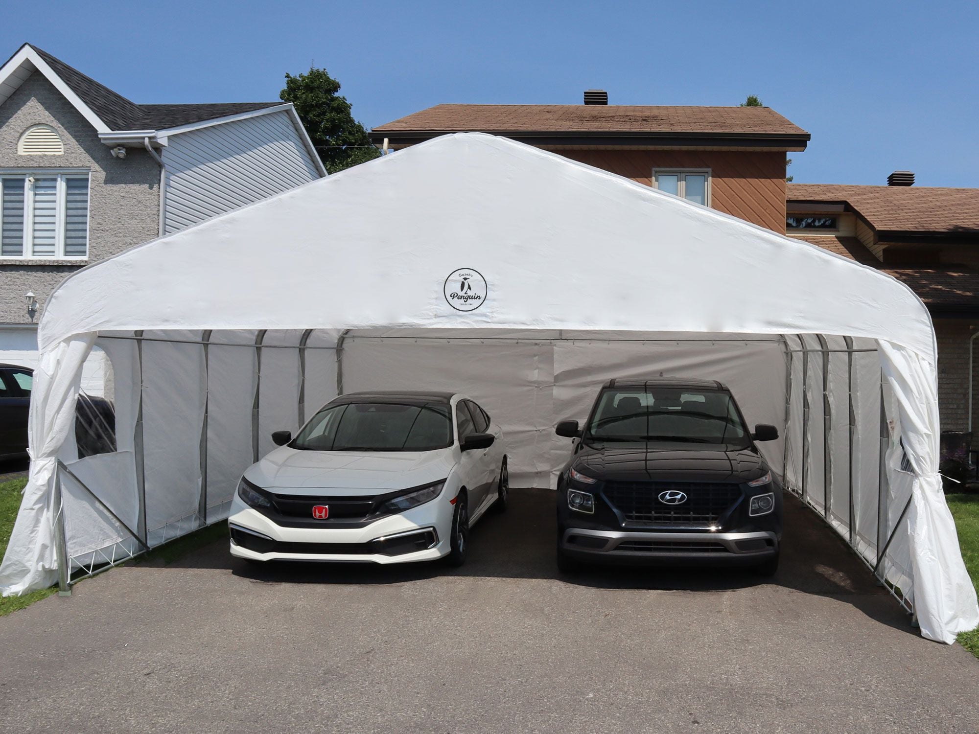 Deluxe Double Car Shelter 20 ft. x 20 ft.– White