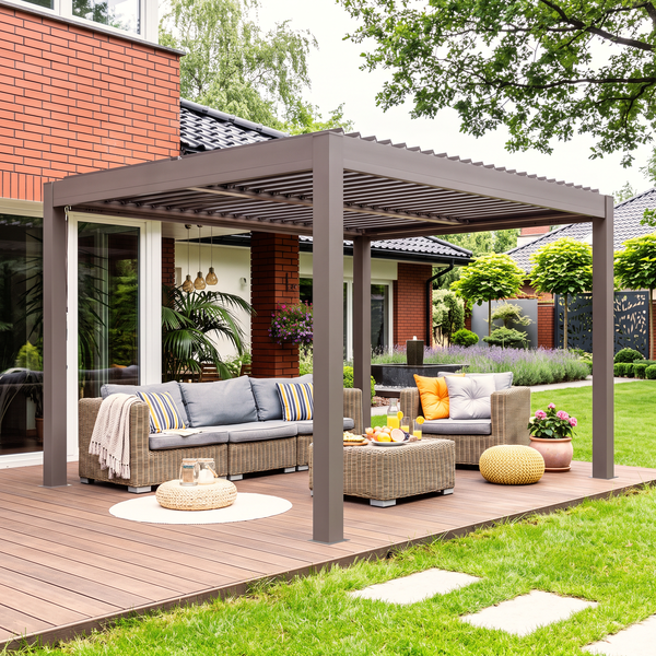 Vikos 10 X10 Aluminum Stand Alone Pergola - With Alum Tracks