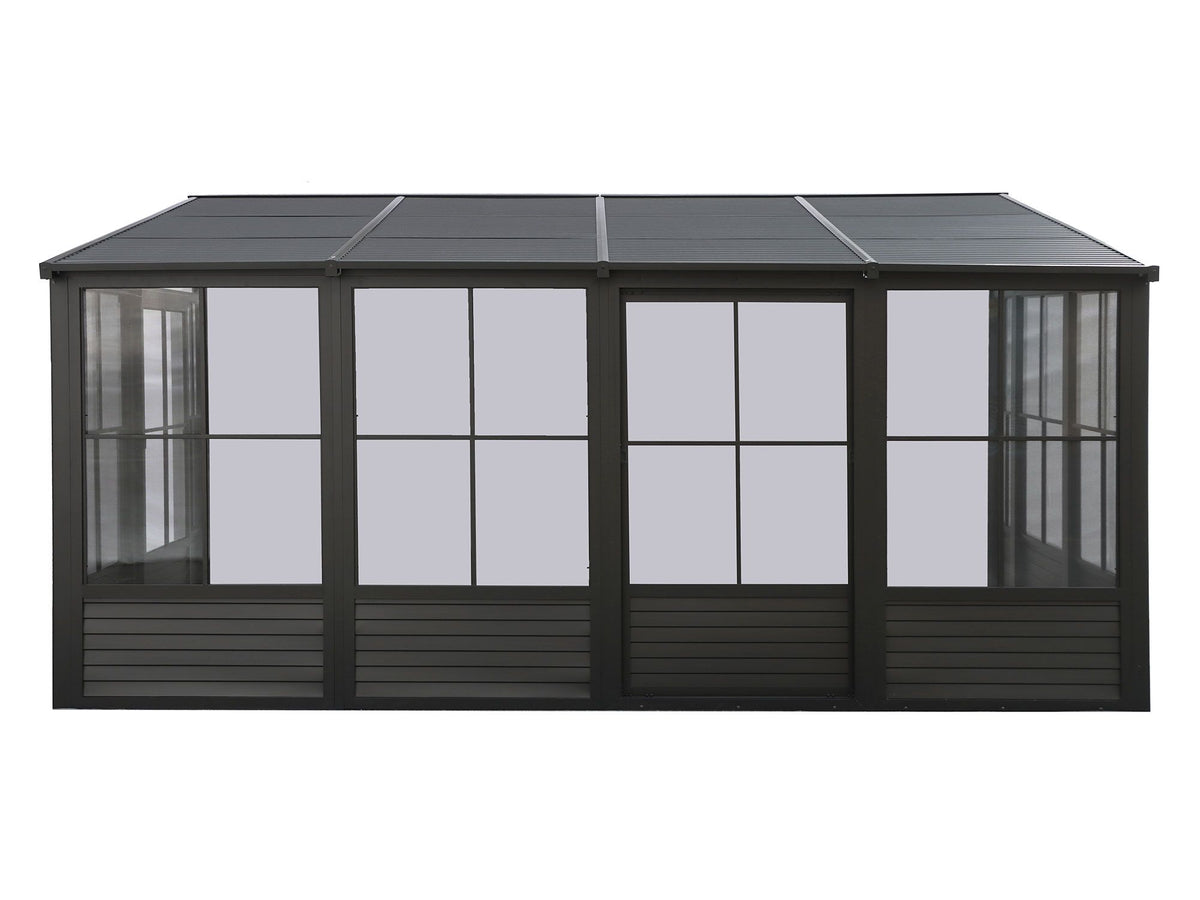 Florence 10x16 ft. Wall–Mounted Solarium, Metal Roof–Black