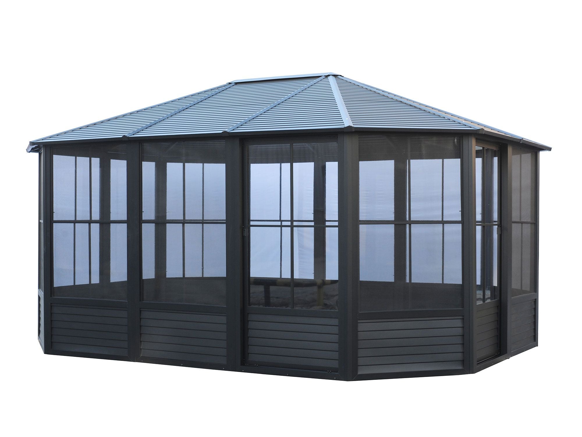 Florence 12x15 Solarium, Metal Roof–Black
