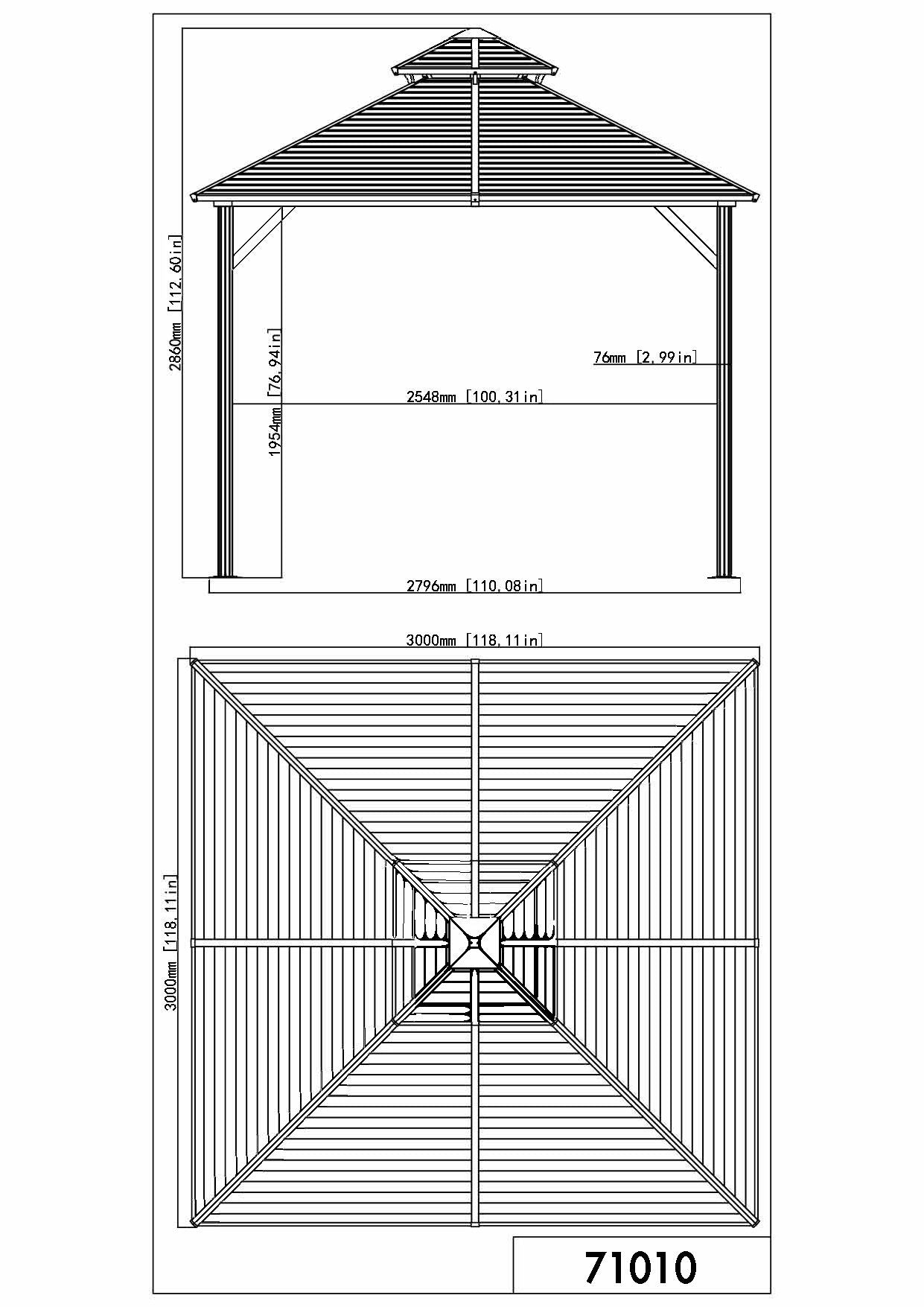 Shefford Gazebo 10x10 ft.-Metal Roof