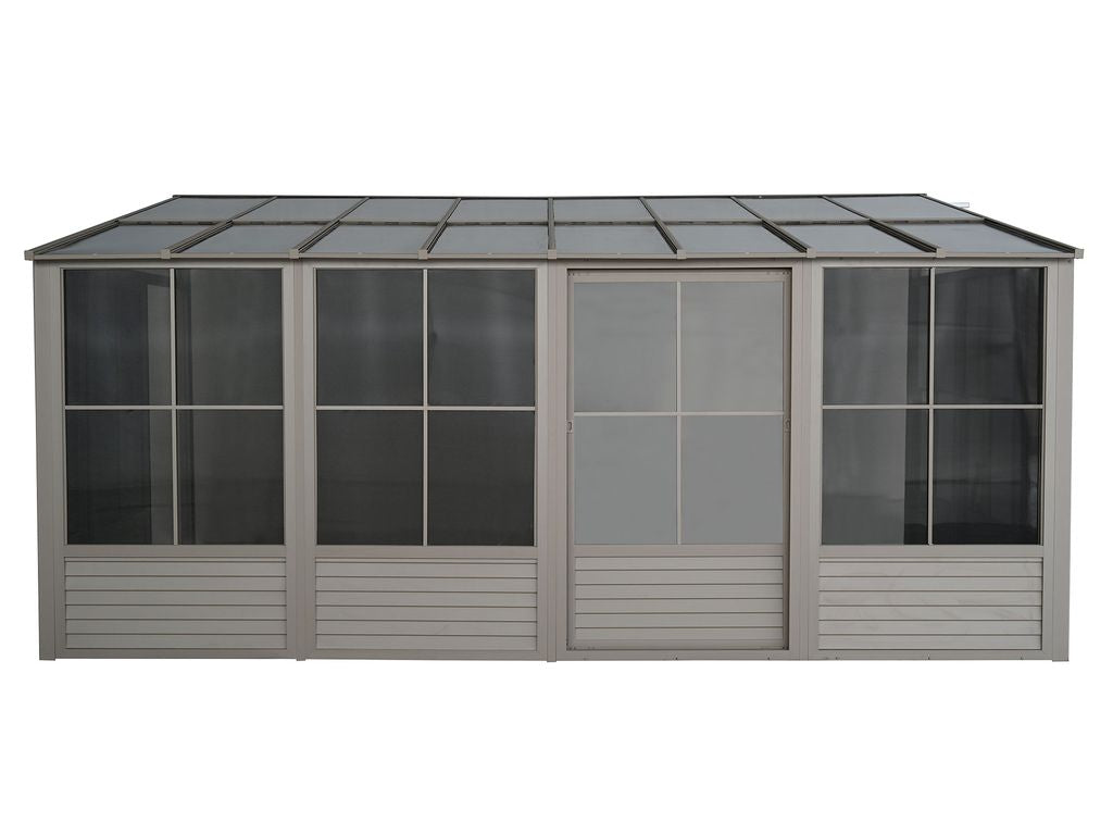 Florence 8x16 ft. Wall–Mounted Solarium, Polycarbonate Roof, Sand