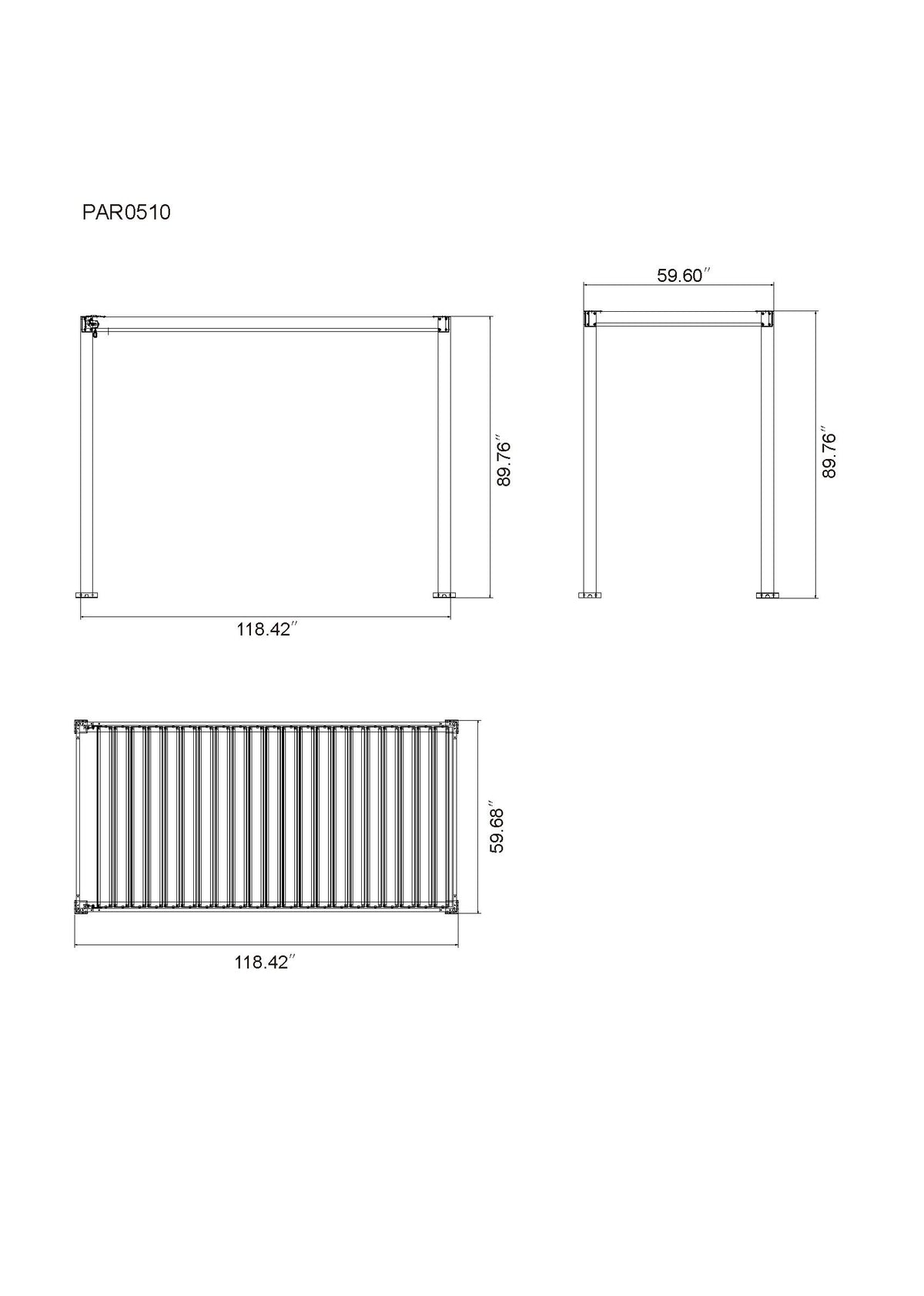 Kaslo 05 x10 Aluminum stand alone Pergola Wood finish - With Alum Tracks