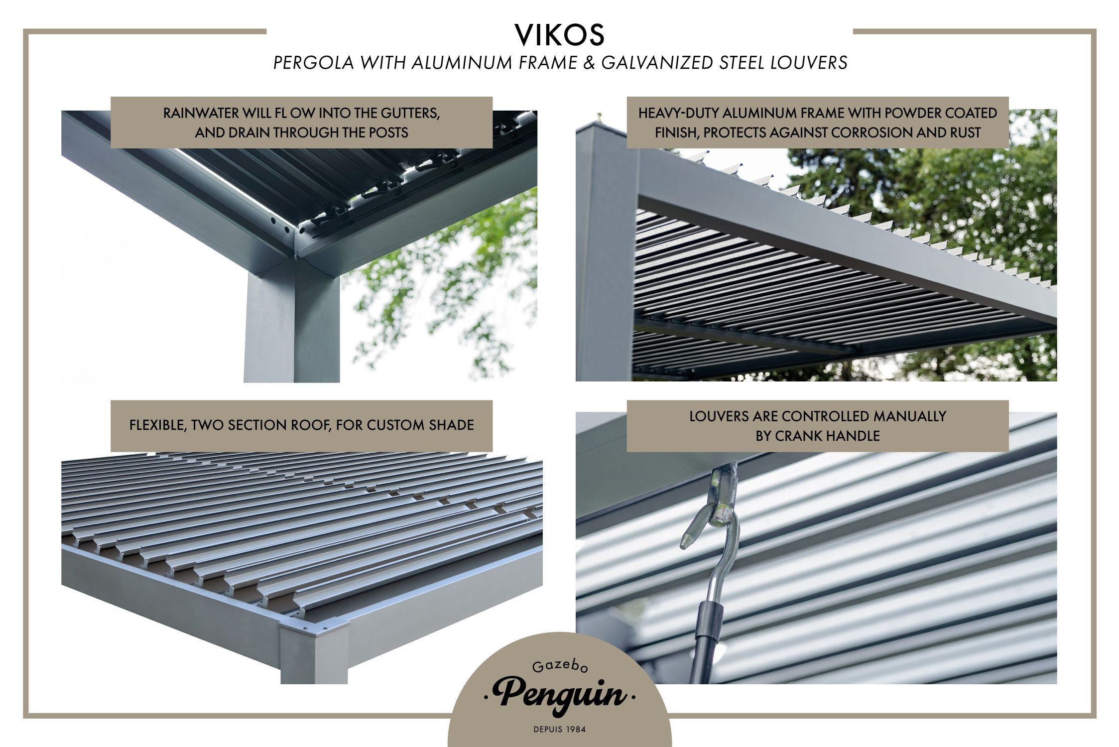 Vikos 10x10 ft. Freestanding Aluminum Pergola