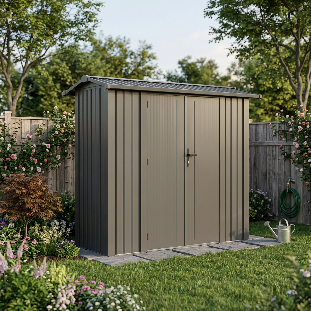 Willow 7.6 Ft x 3.7 Ft Heavy Duty Metal Shed-Slate