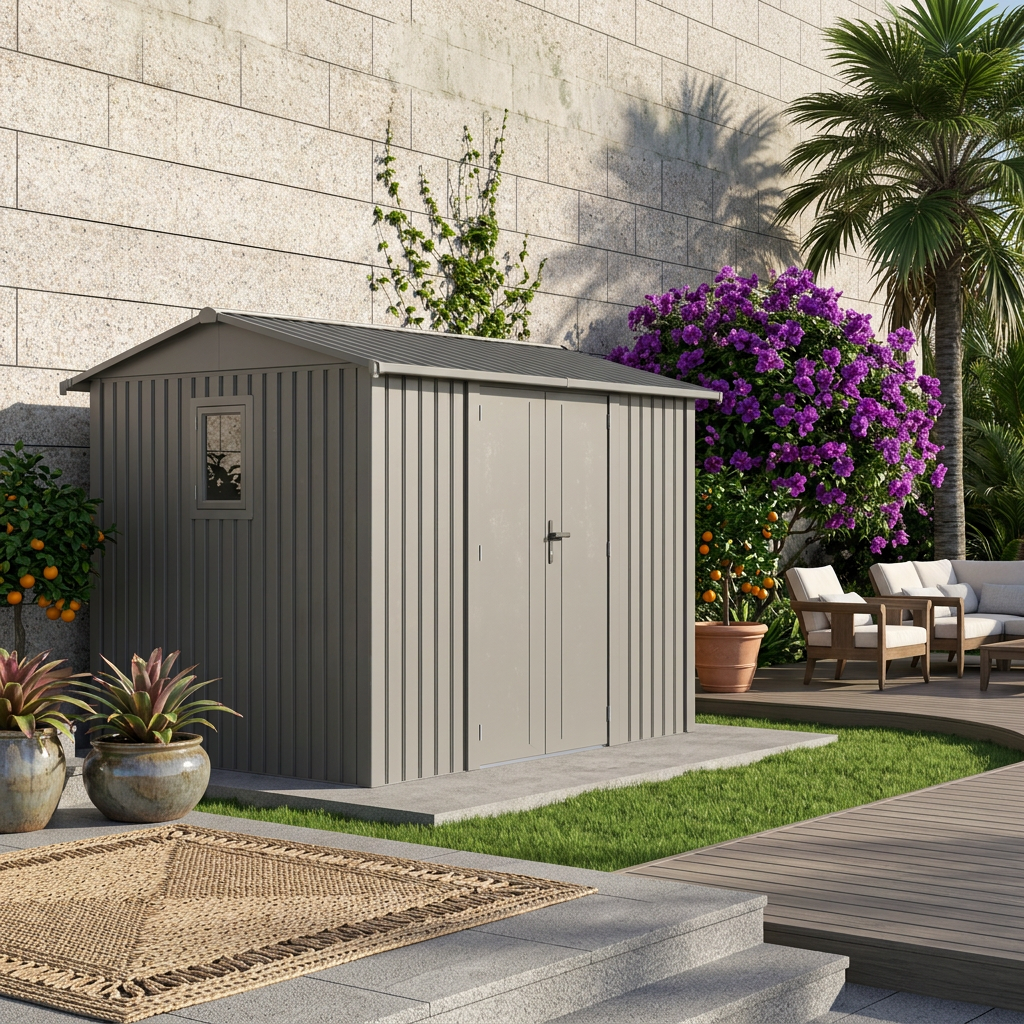 Willow 9.7 Ft x 7.9 Ft Heavy Duty Metal Shed-Slate