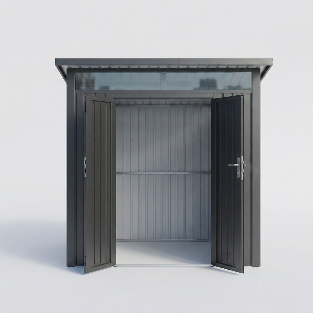 Arvada 7.4 Ft x 8.2 Ft Heavy Duty Metal Shed-Dark Grey