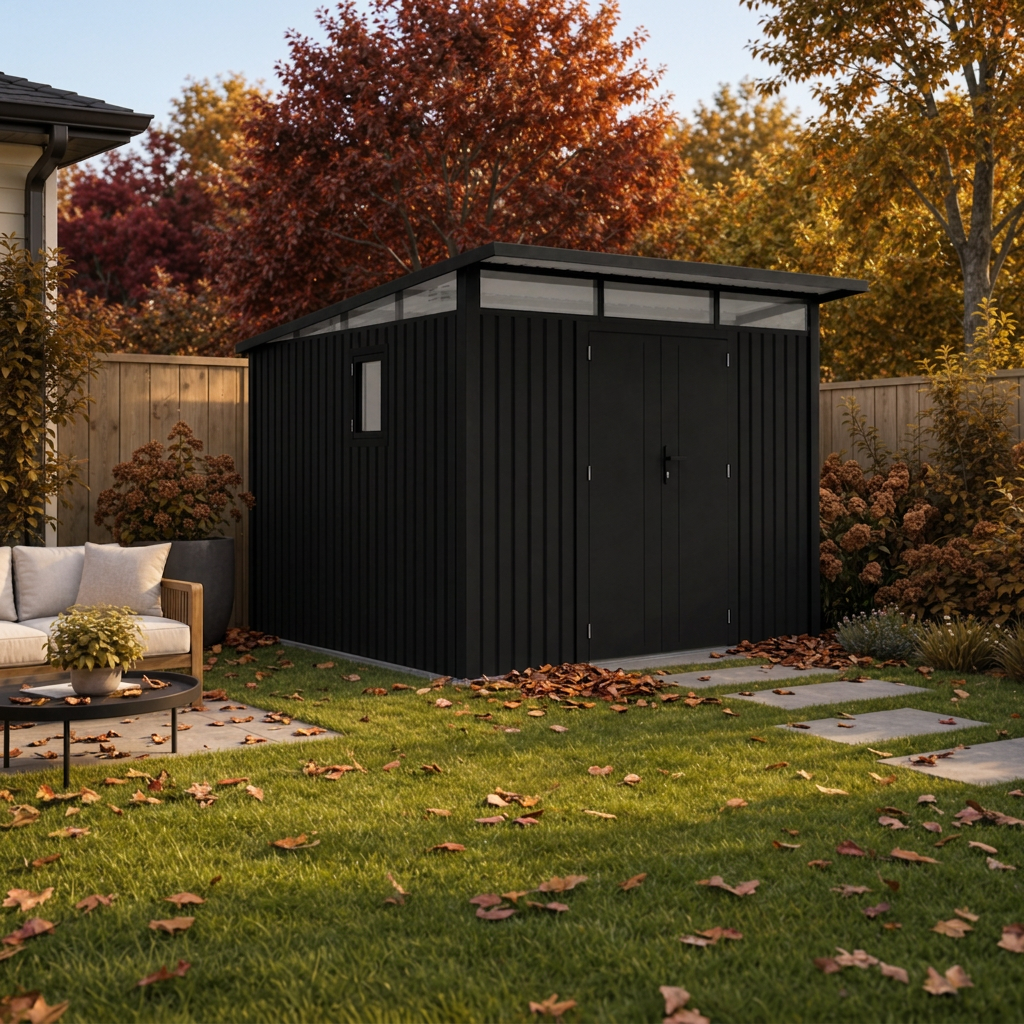 Arvada 9.5 Ft x 10.3 Ft Heavy Duty Metal Shed-Dark Grey