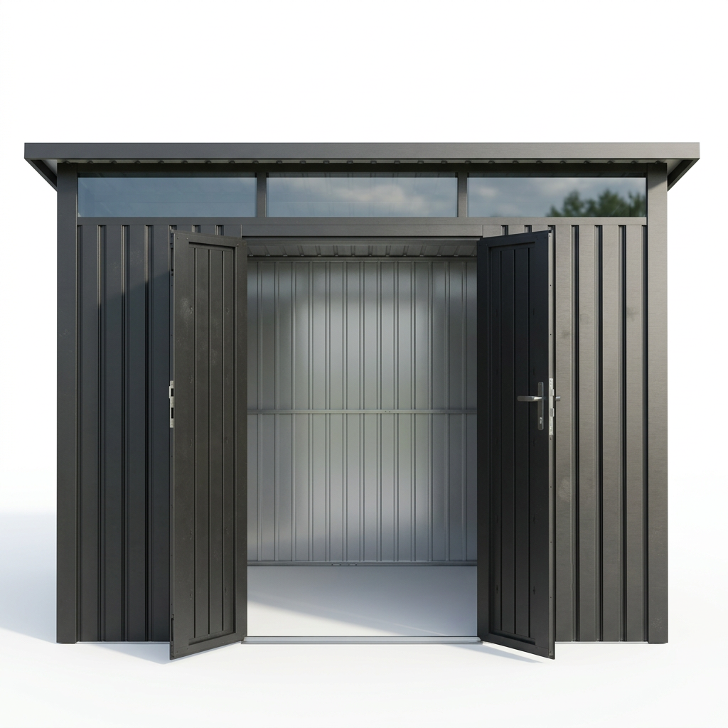 Arvada 9.5 Ft x 8.2 Ft Heavy Duty Metal Shed-Dark Grey