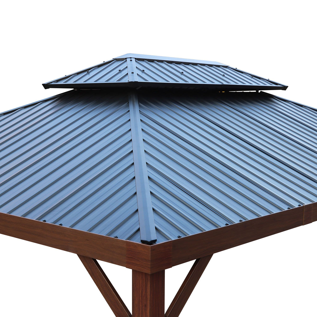 Dunham 12 x 16 pi toit double en acier galvanisé, poteaux en aluminium aspect bois