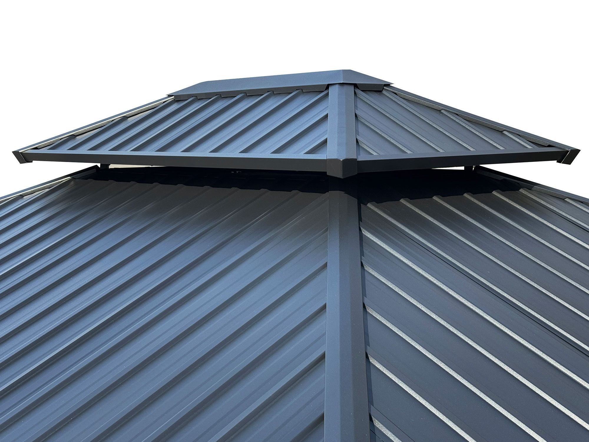 Yosemite 10x12 ft. Gazebo–Galvanized Double Roof, Aluminum Posts, Wood Finish