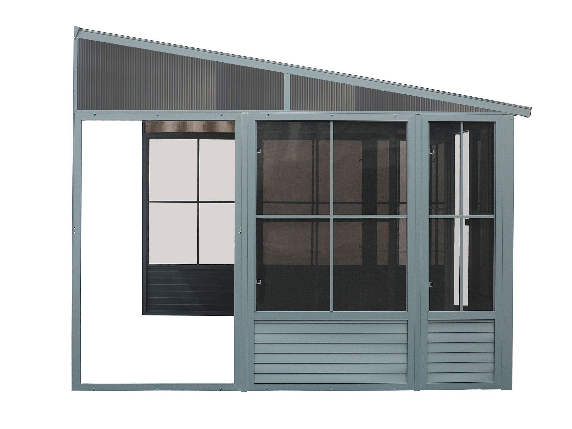 Florence 10x12 ft. Wall–Mounted Solarium, Metal Roof