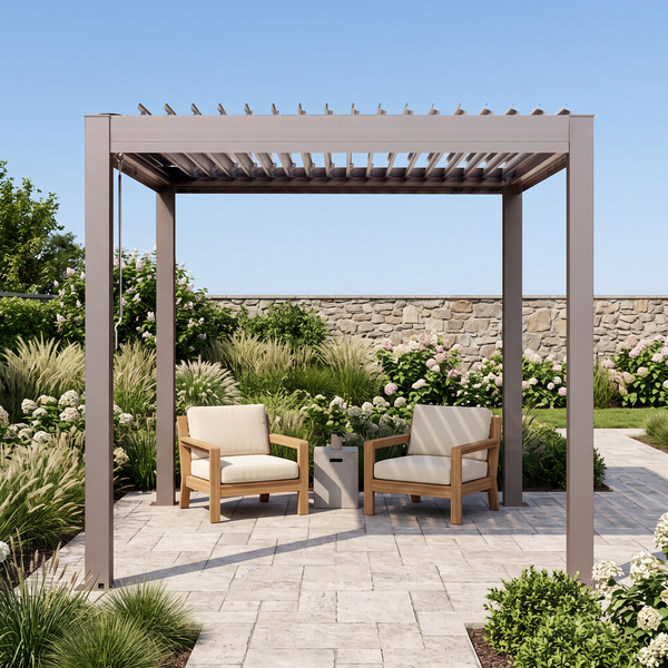 Vikos 08 X08 Aluminum Stand Alone Pergola - With Alum Tracks