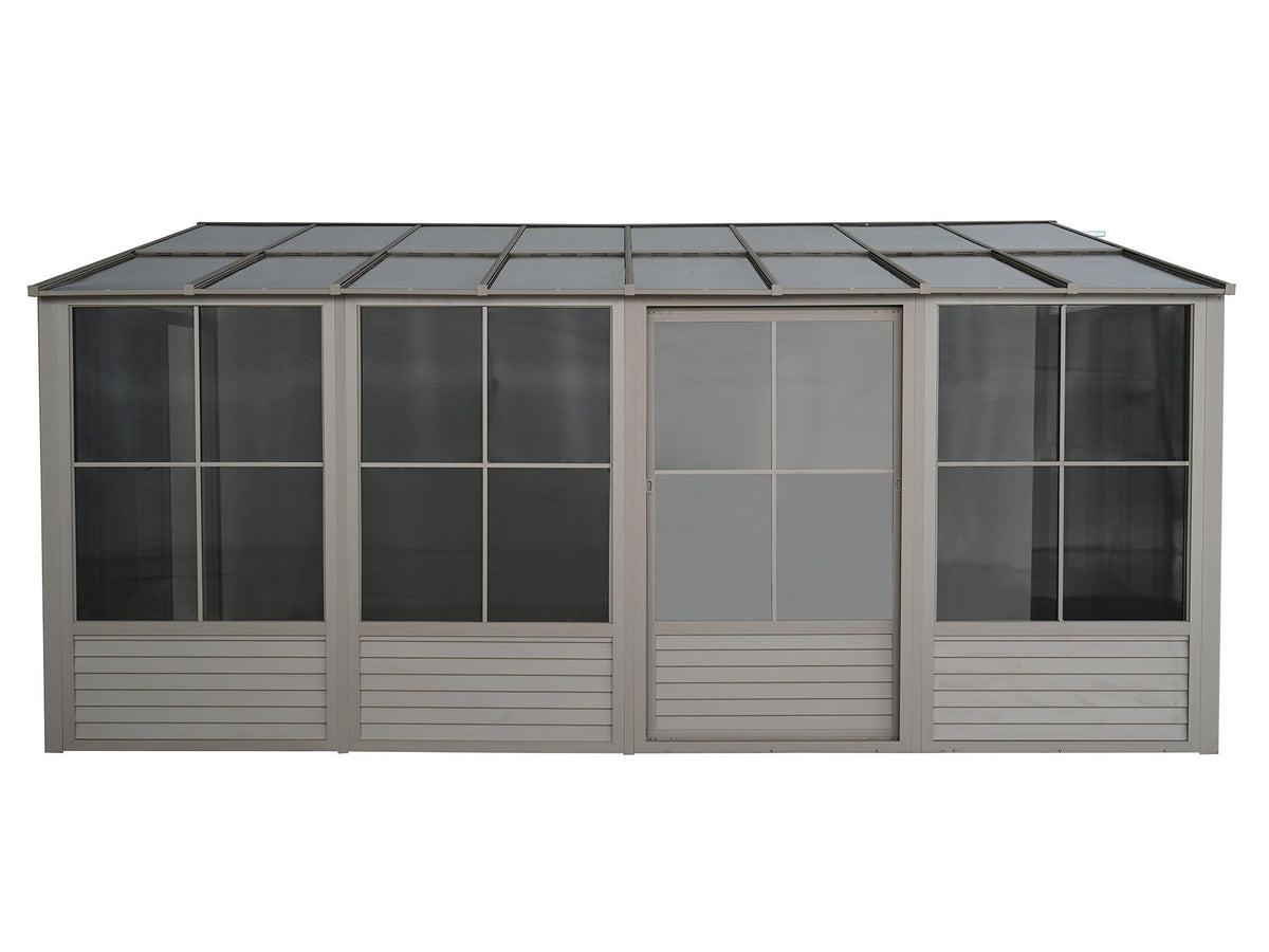 Florence 10x16 ft. Wall–Mounted Solarium, Polycarbonate–Roof, Sand