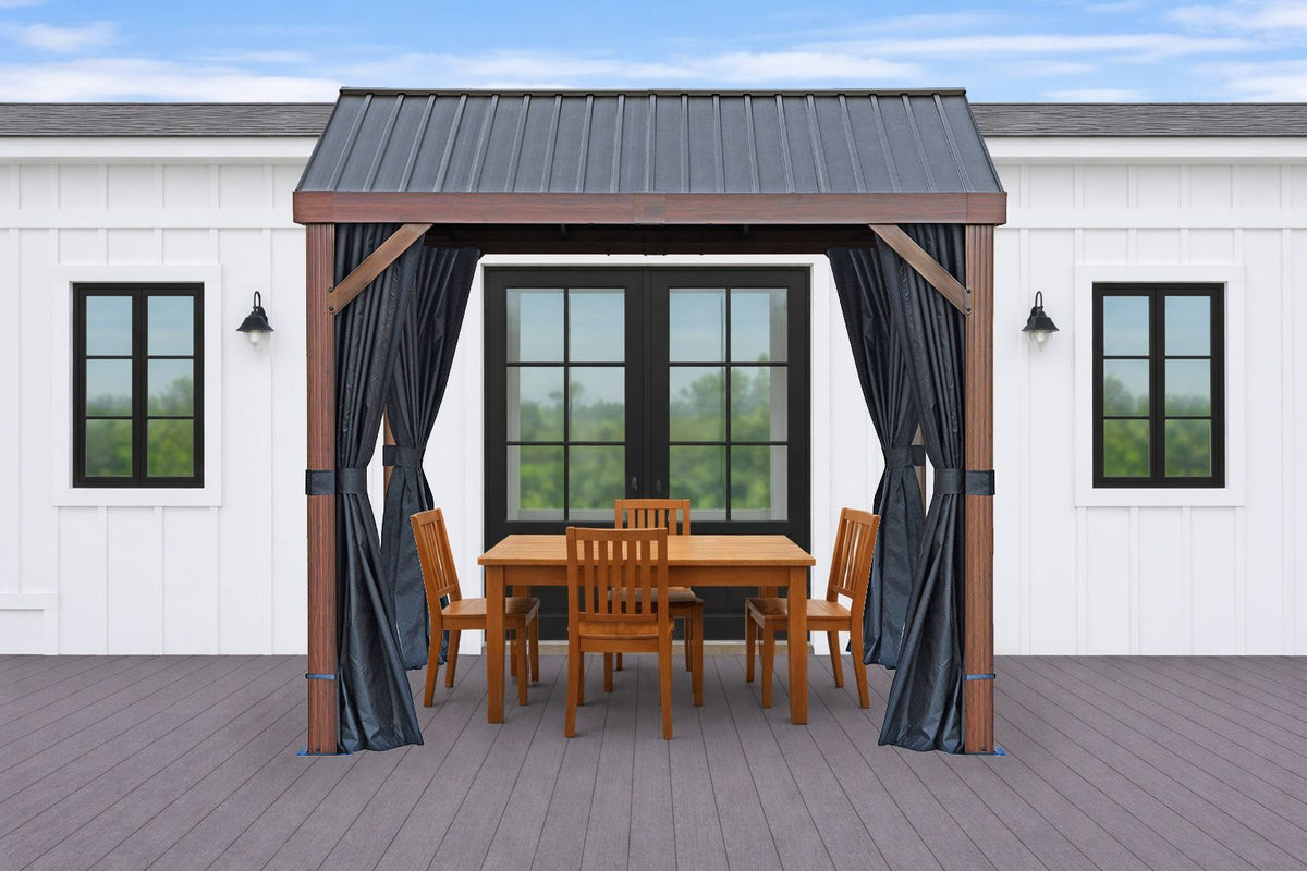 Rideaux en polyester pour tonnelle de 2,4 x 2,4 m