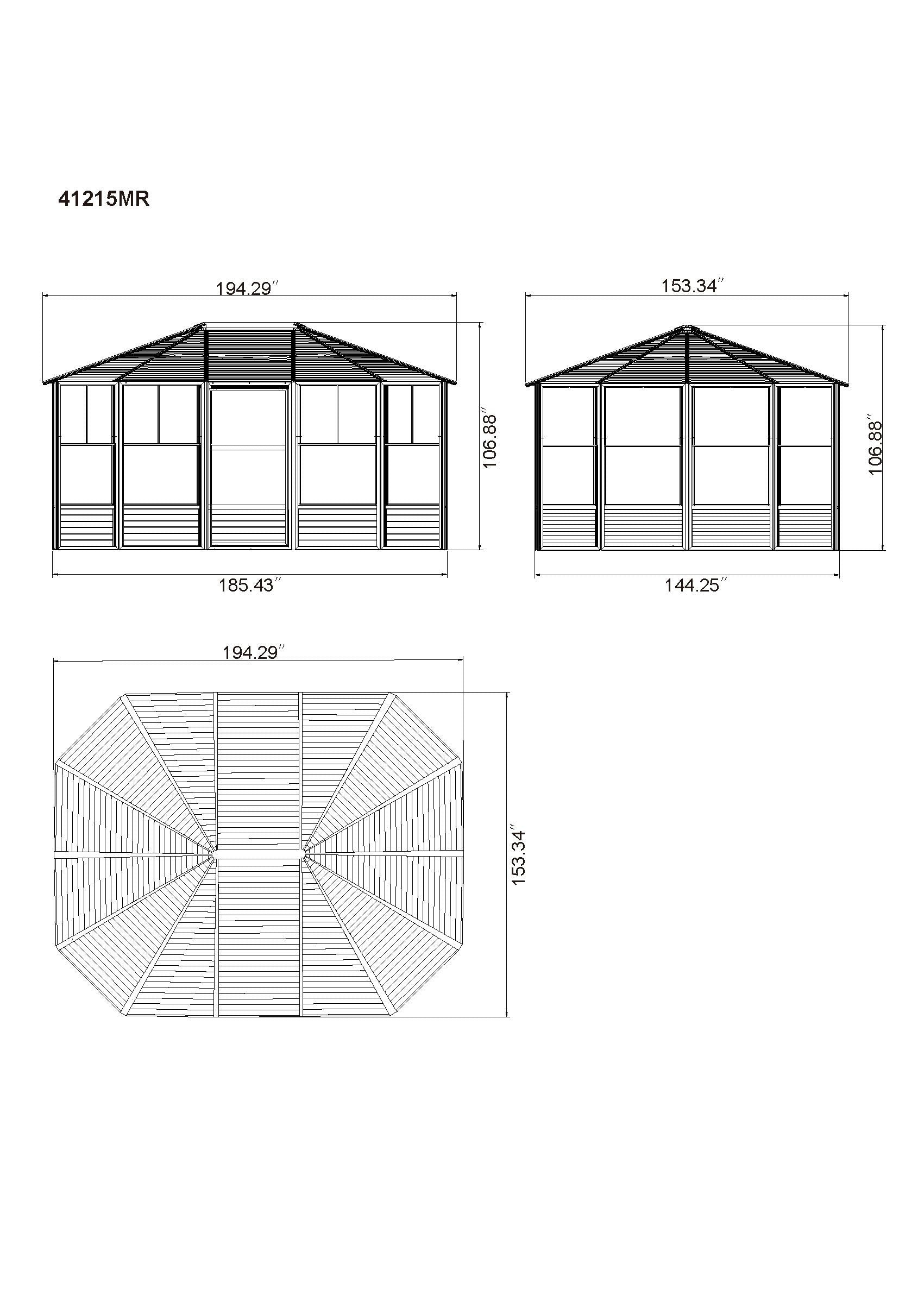 Florence 12x15 ft. Solarium–Metal Roof, Slate