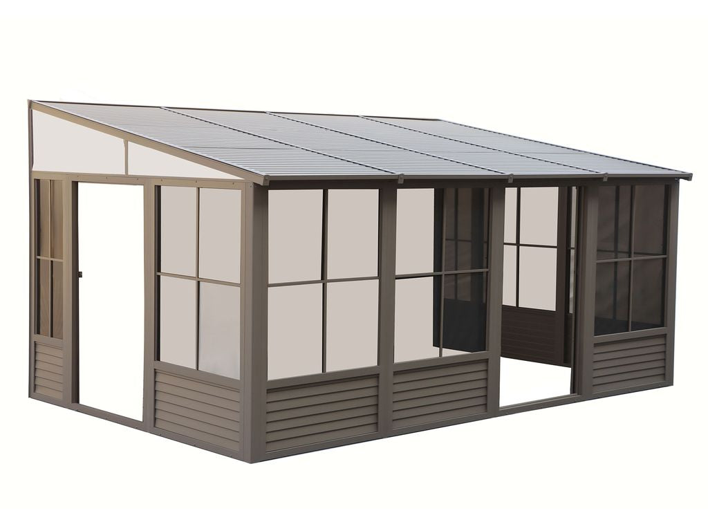 Florence 10x16 ft. Wall-Mounted Solarium, Metal Roof-Sand