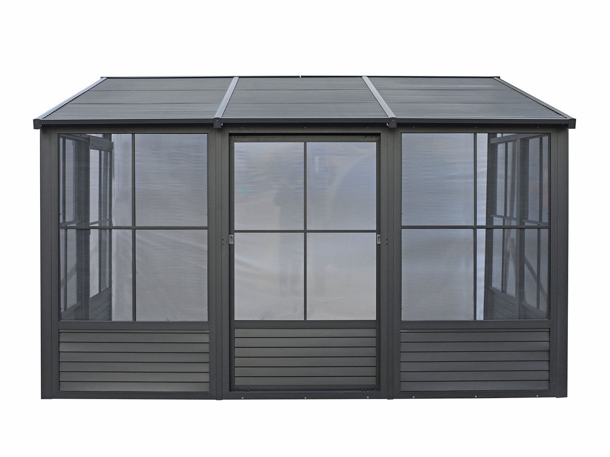 Florence 8x12 ft. Wall–Mounted Solarium, Metal Roof-Black