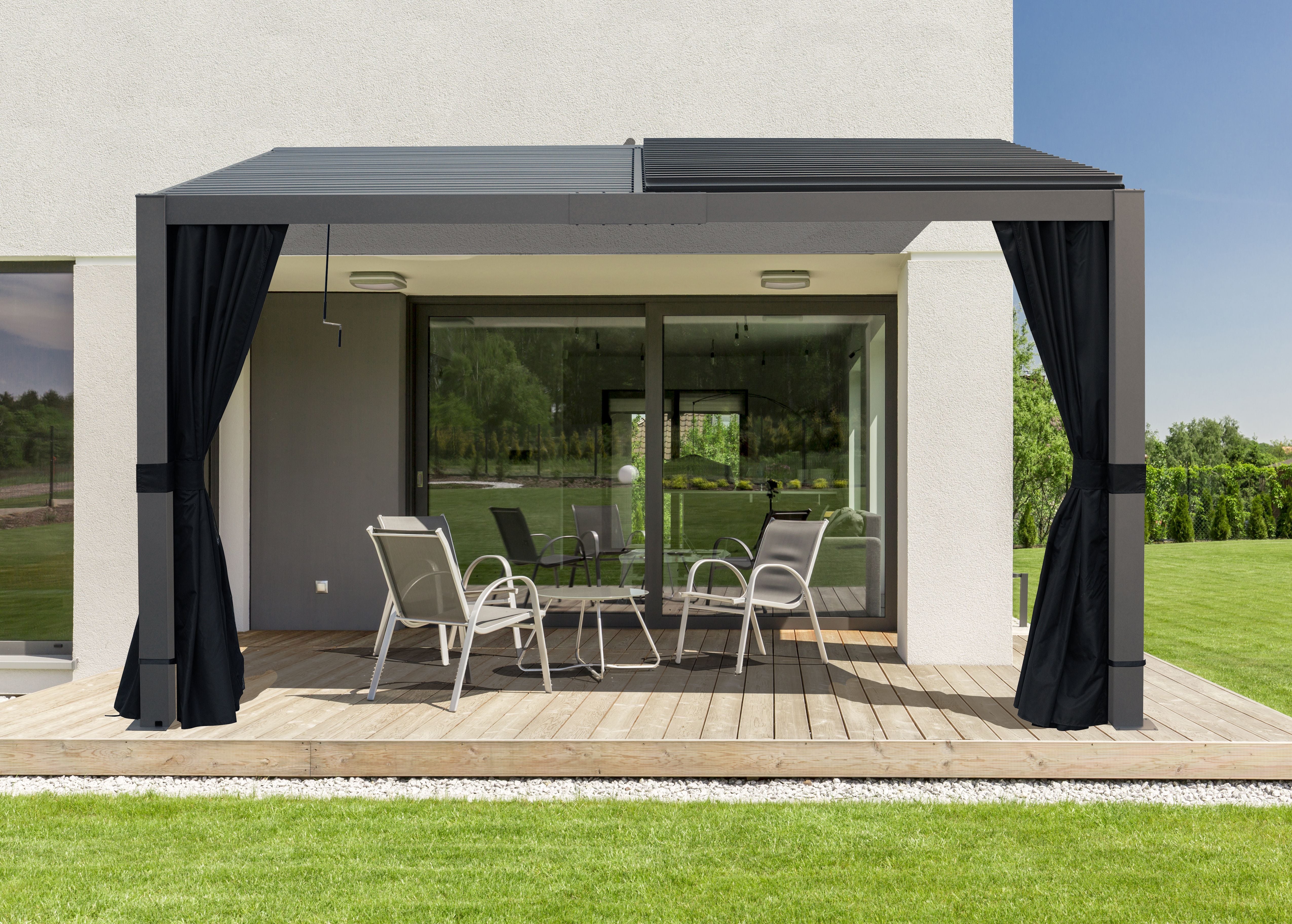 Nikko 10 x13 Aluminum Wall Mounted Pergola