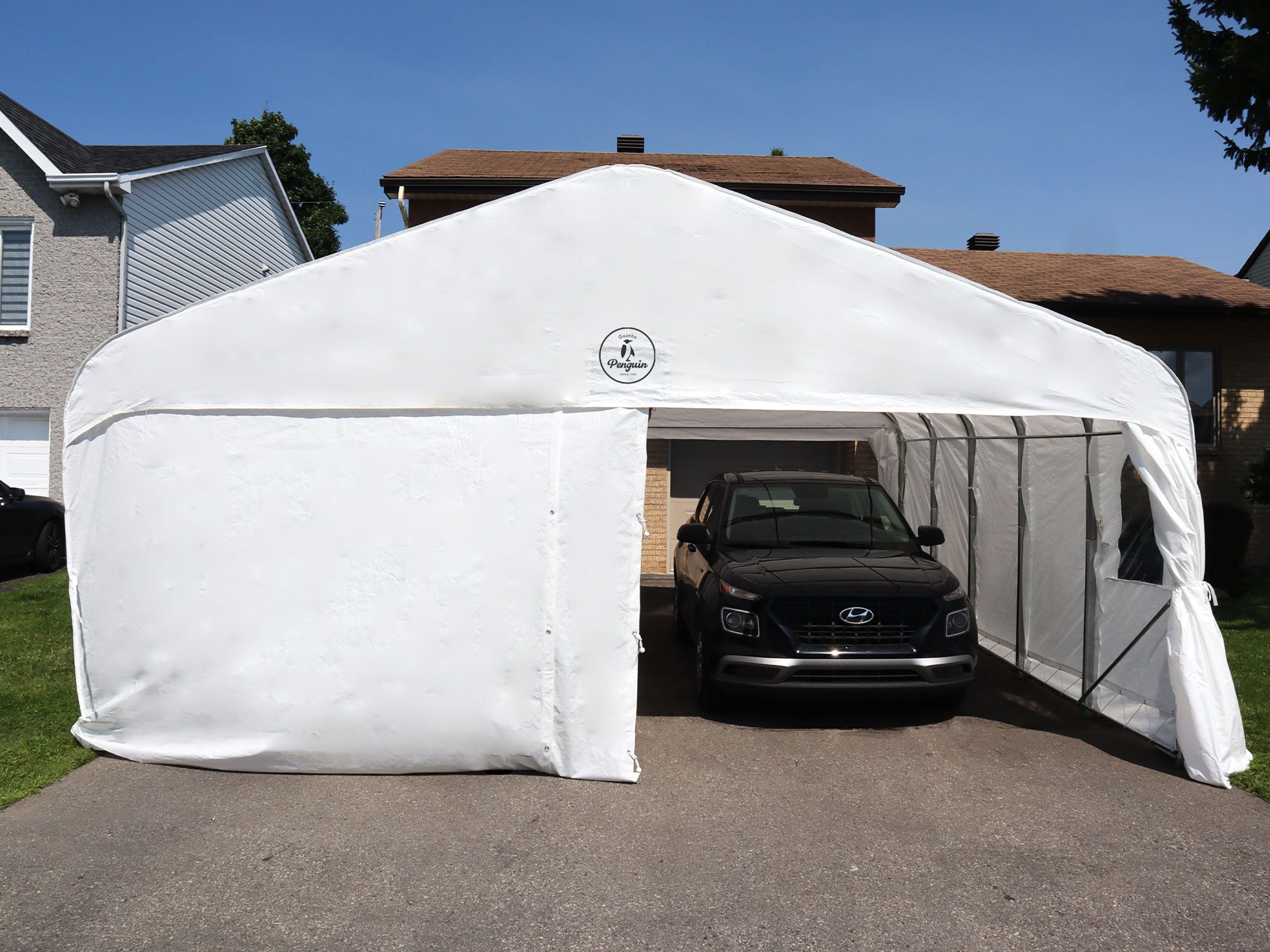 Deluxe Double Car Shelter 18 ft. x 20 ft.–White