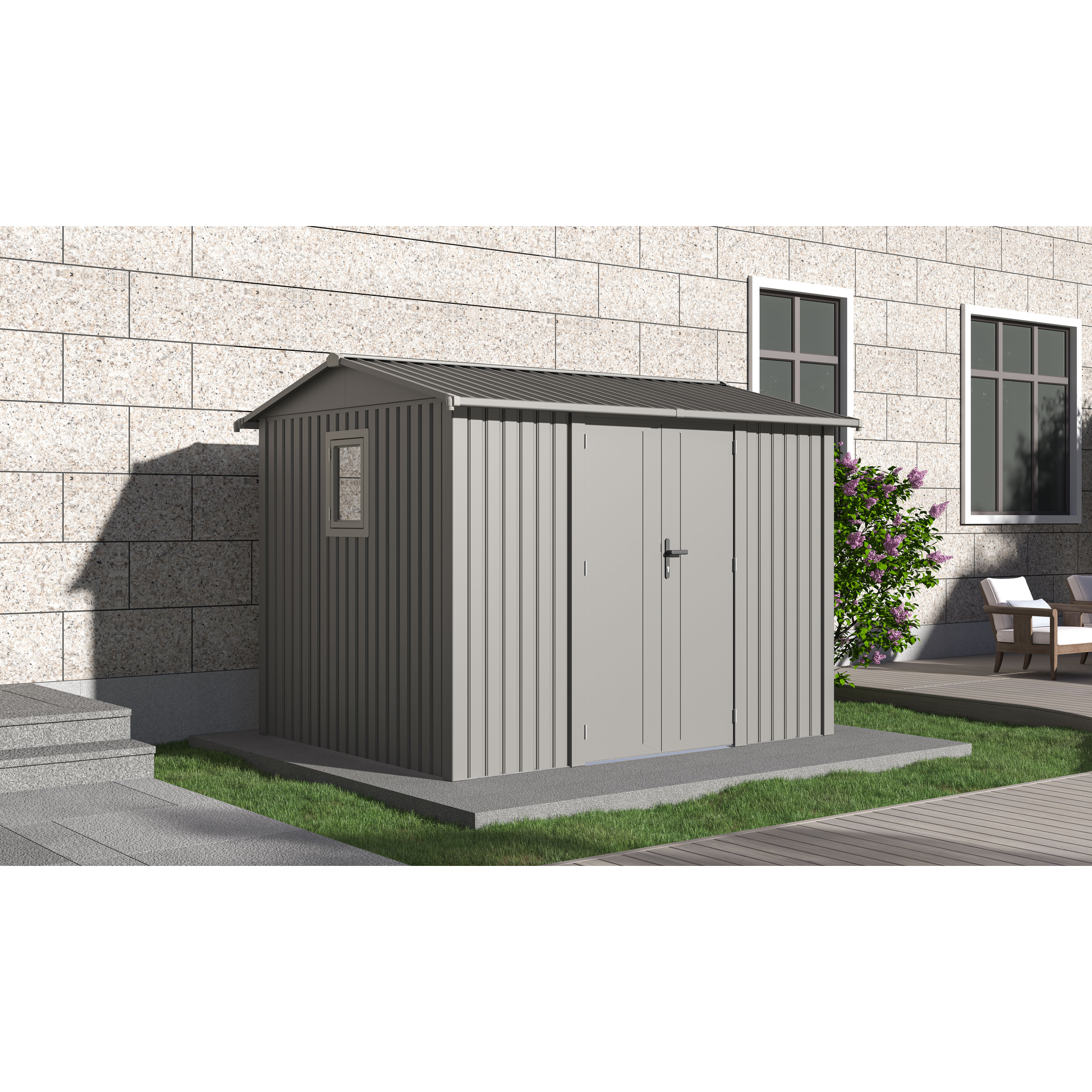 Willow 9.7x7.9 ft. Metal Shed-Slate