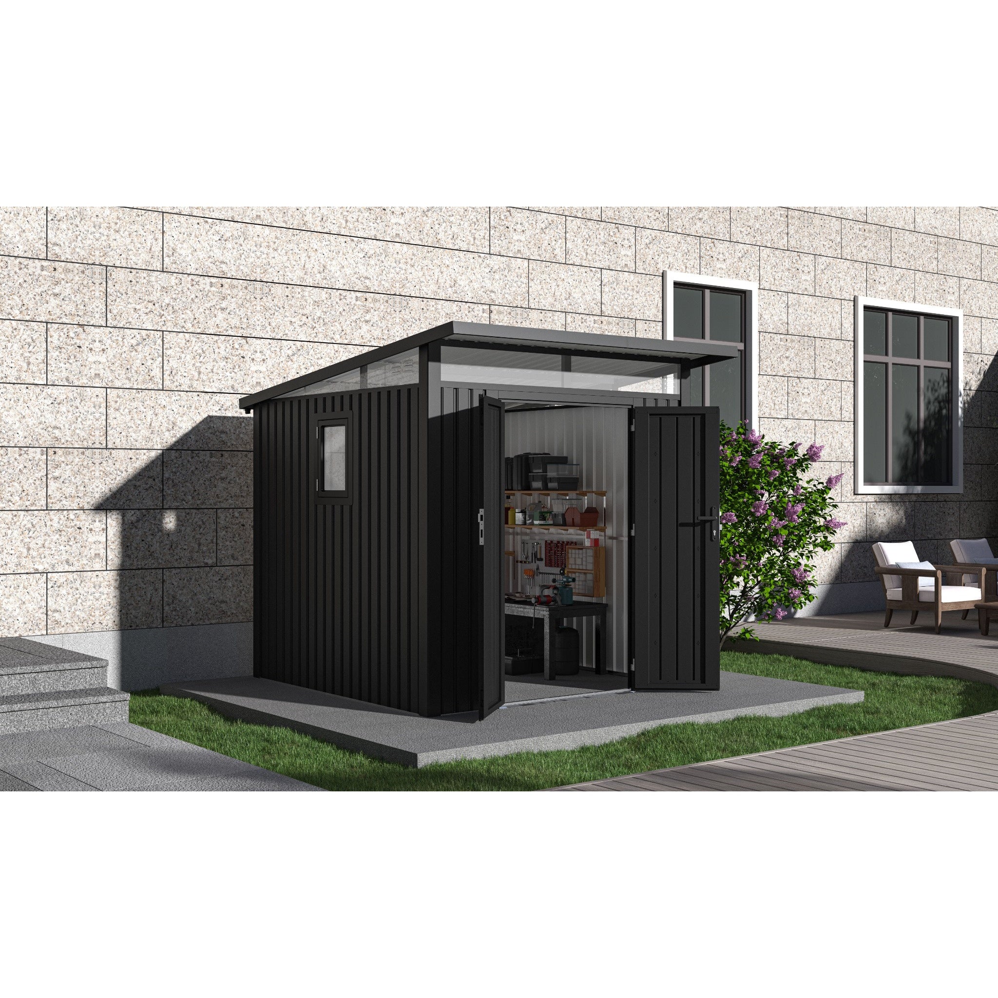 Arvada 7.4x8.2 ft. Metal Sheds-Dark Grey