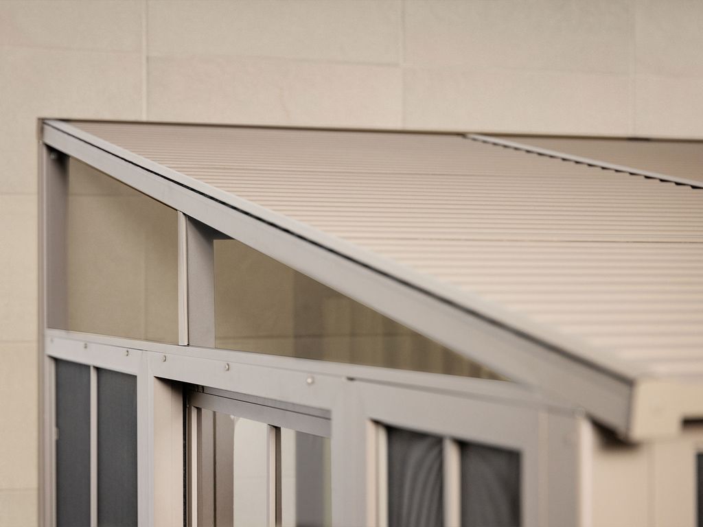 Florence 10x16 ft. Wall-Mounted Solarium, Metal Roof-Sand