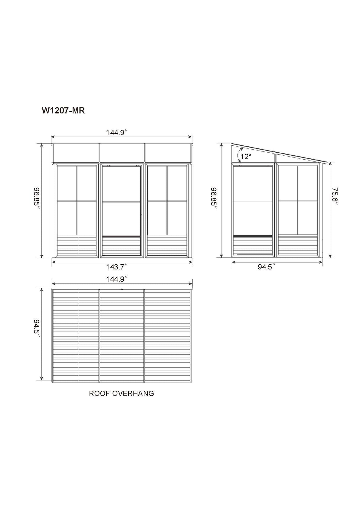 Florence 8x12 ft. Wall–Mounted Solarium, Metal Roof, Sand