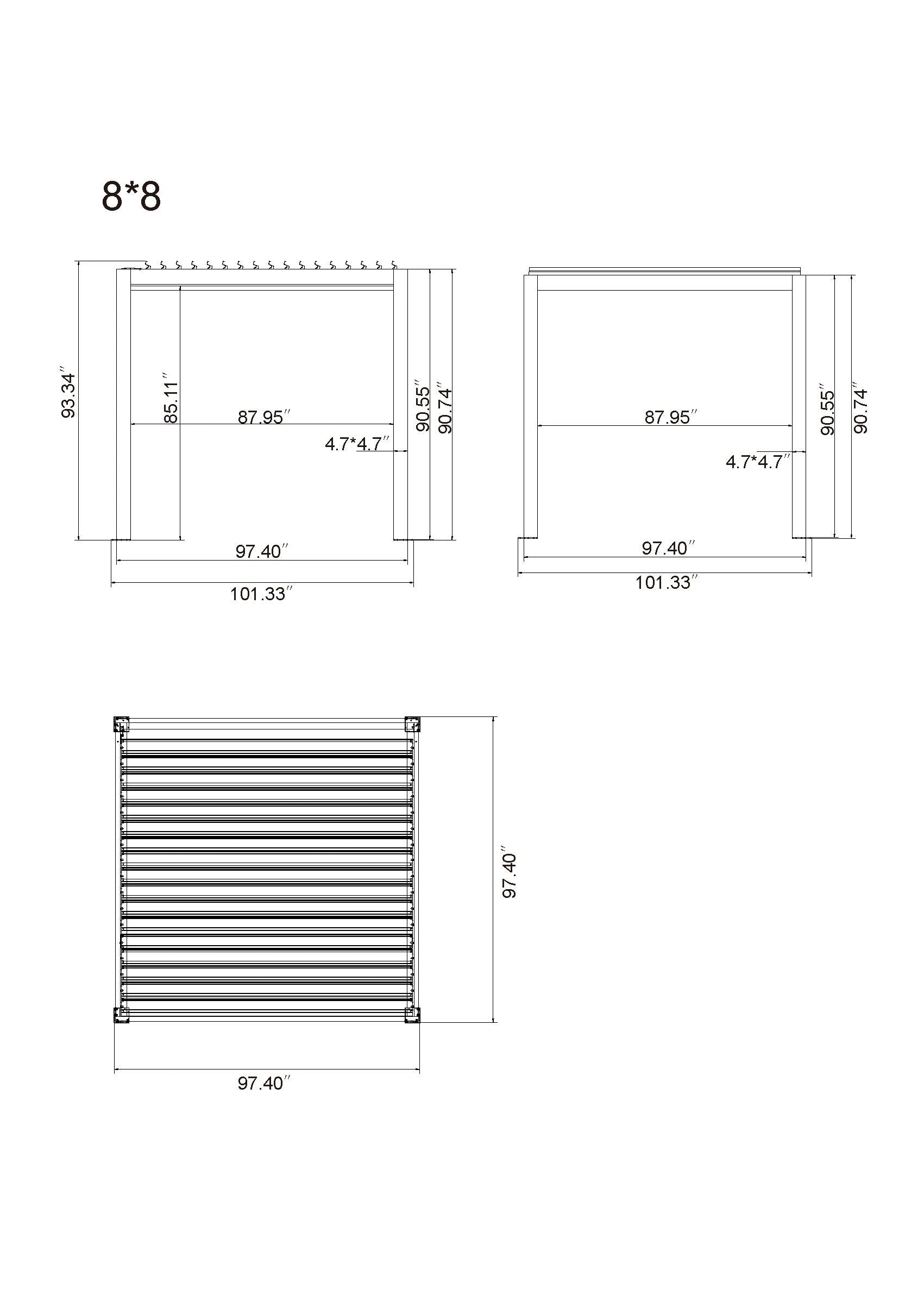Vikos 08 X08 Aluminum Stand Alone Pergola - With Alum Tracks