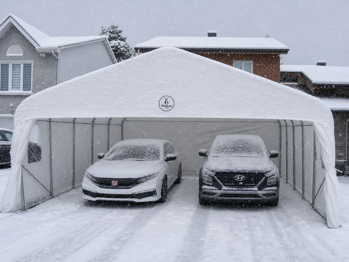 Deluxe Double Car Shelter 20 ft. x 20 ft.– White