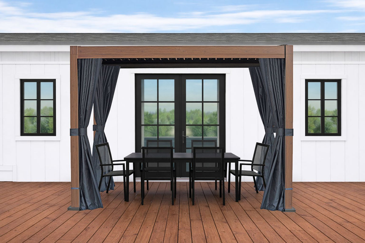 Rideaux en polyester pour pergola autoportante de 5 x 10 pi