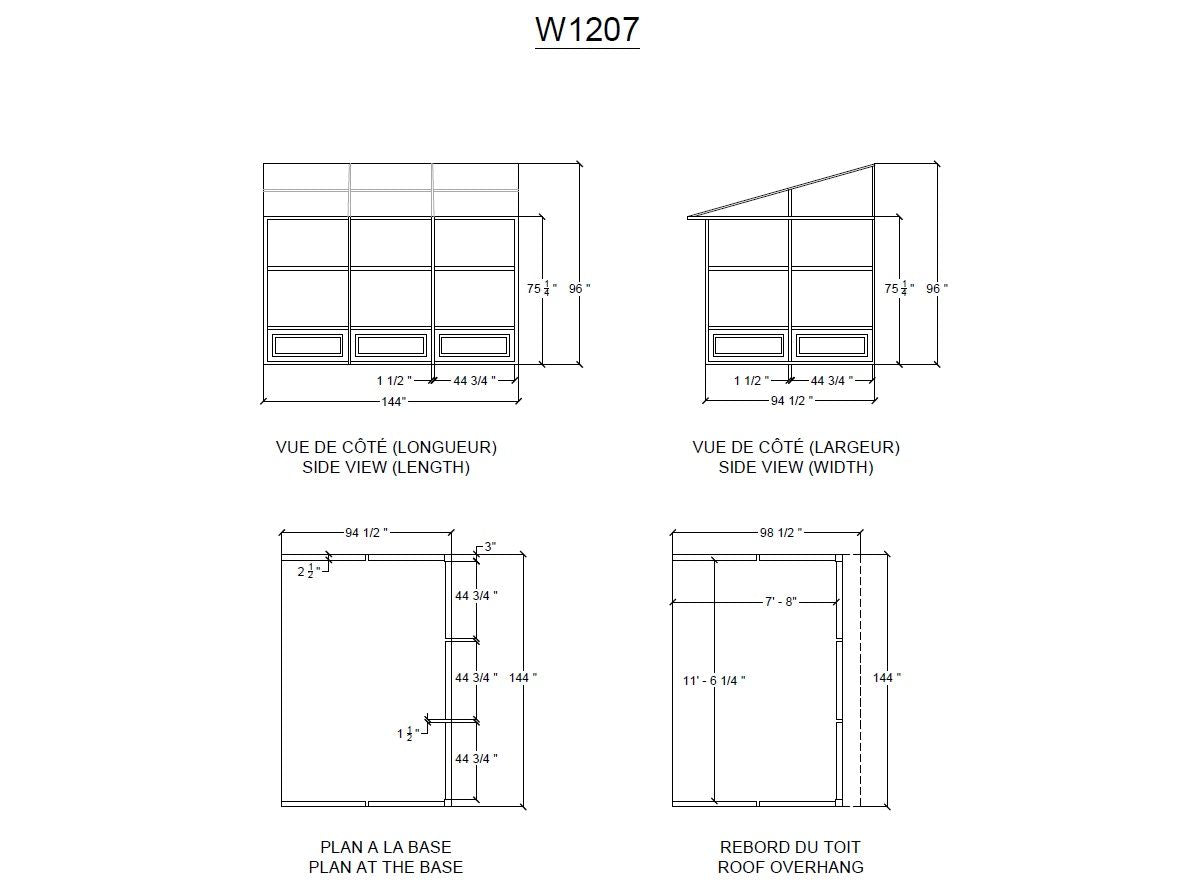 Florence 8x12 ft. Wall–Mounted Solarium, Polycarbonate Roof