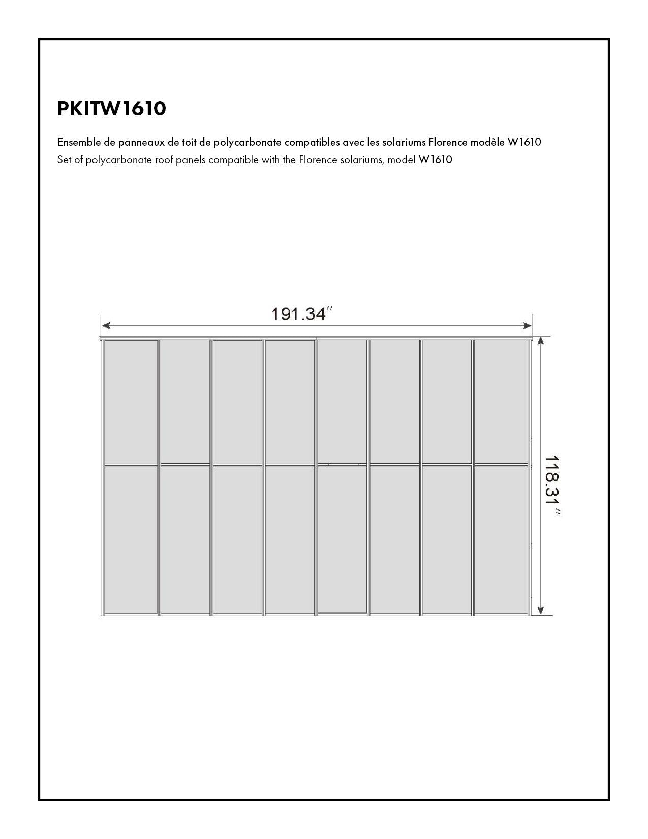 Florence Solarium Polycarbonate Roof Panel Set – Model W1610