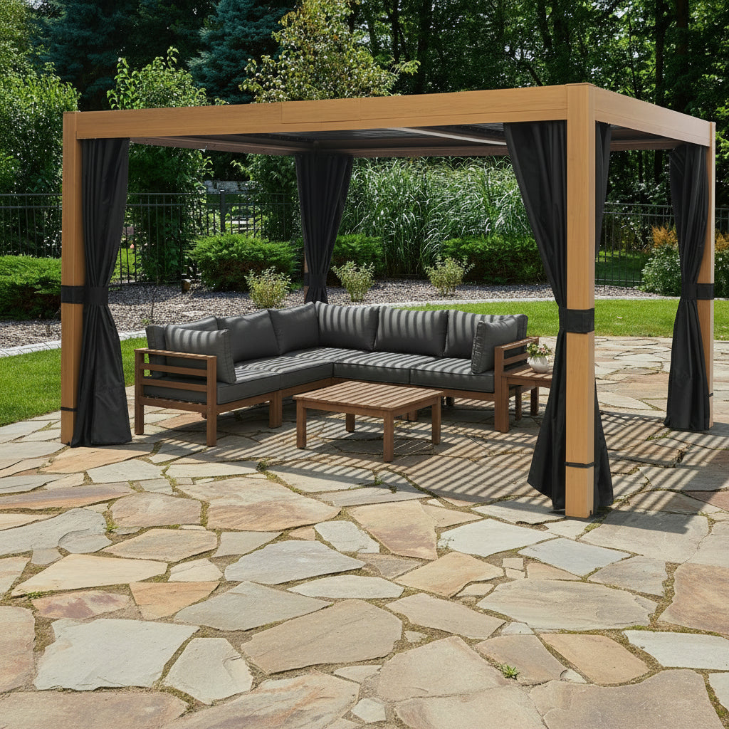 Black Curtains For Freestanding Pergola 10x13 ft.