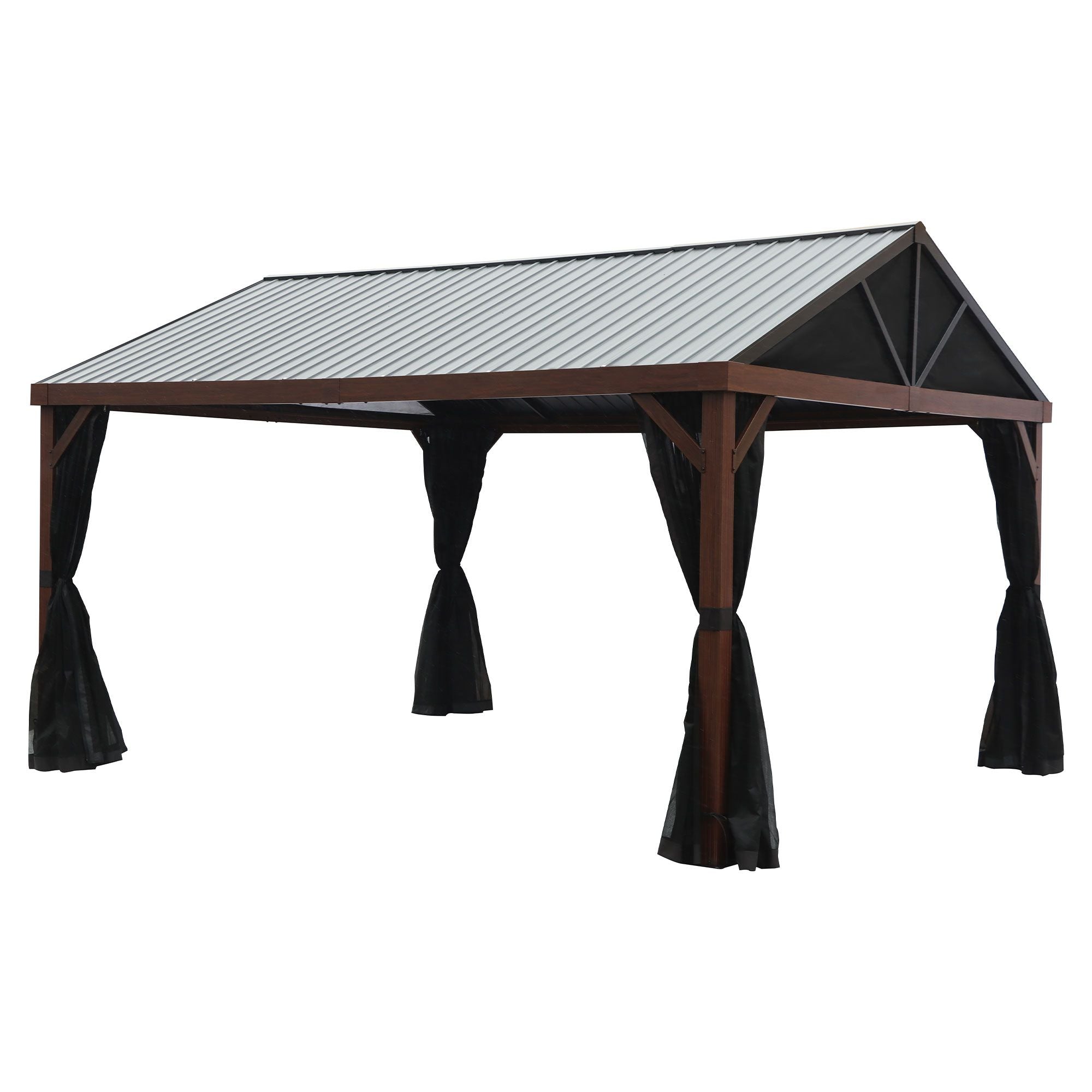 Yamaska 12x16 barn style gazebo, aluminum posts wood finish