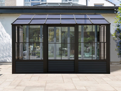 Florence 10x12 ft. Wall-Mounted Solarium, Polycarbonate Roof–Black