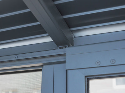 Florence 8x16 ft. Wall–Mounted Solarium, Metal Roof