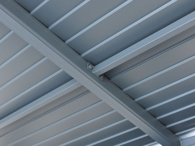 Florence 8x12 ft. Wall–Mounted Solarium, Metal Roof
