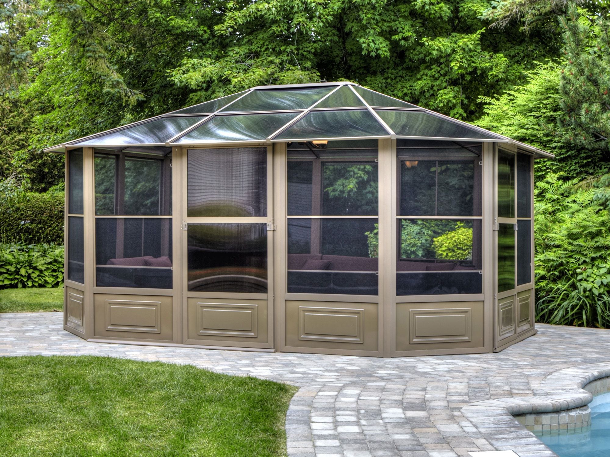 Florence 12x15 ft. Solarium–Polycarbonate Roof, Gray