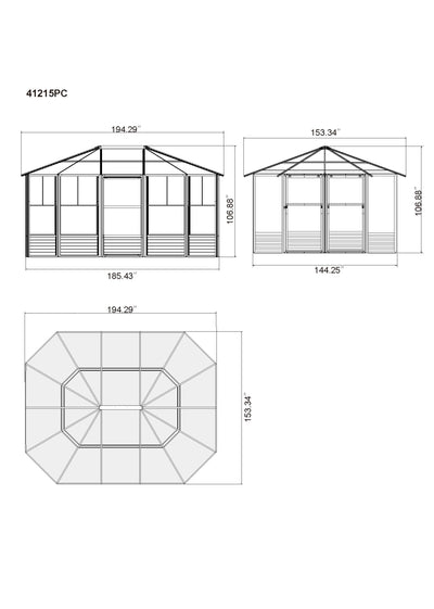 Florence 12x15 ft. Solarium–Polycarbonate Roof, Sand