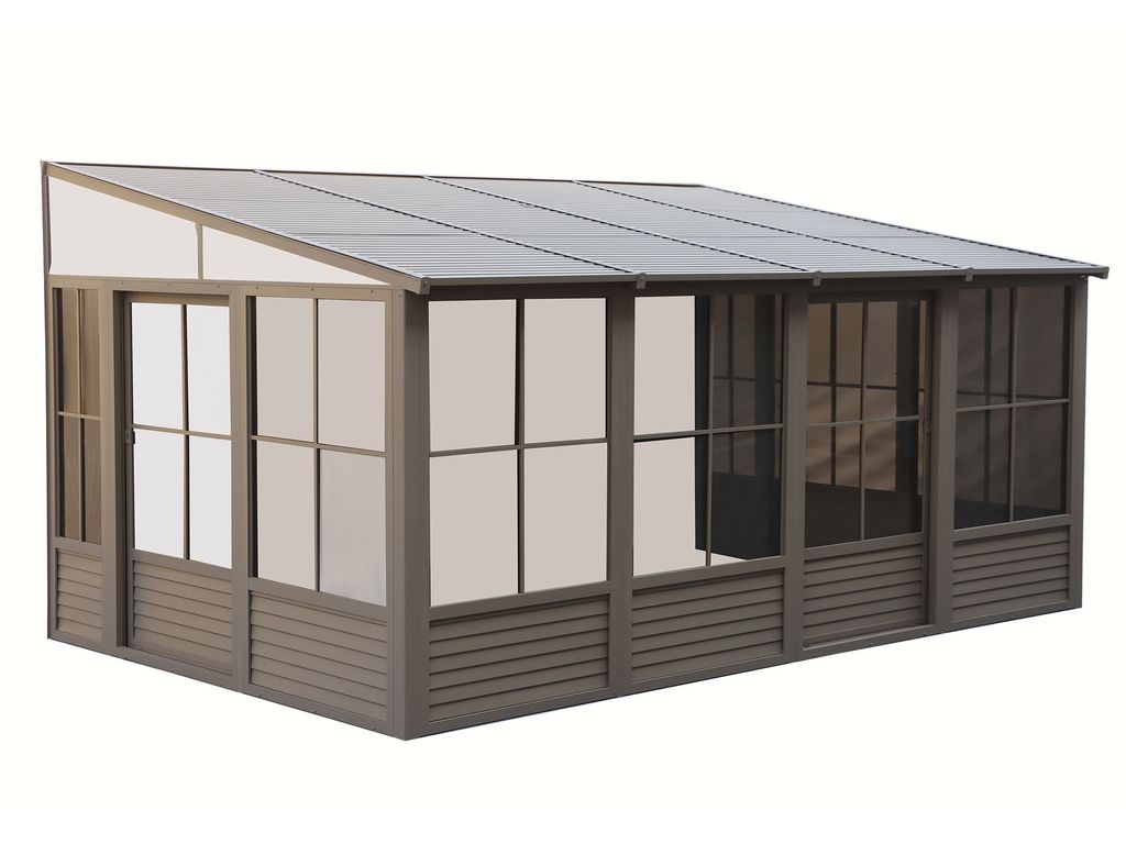 Florence 10x16 ft. Wall-Mounted Solarium, Metal Roof-Sand