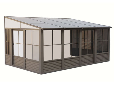Florence 10x16 ft. Wall-Mounted Solarium, Metal Roof-Sand