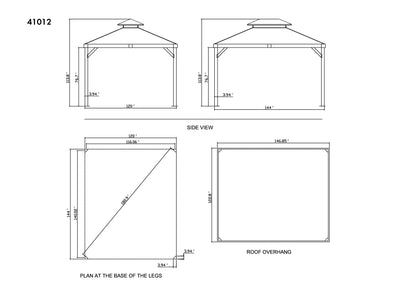 Yosemite 10x12 ft. Gazebo–Galvanized Double Roof, Aluminum Posts, Wood Finish