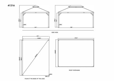 Dunham 12 x 16 pi toit double en acier galvanisé, poteaux en aluminium aspect bois