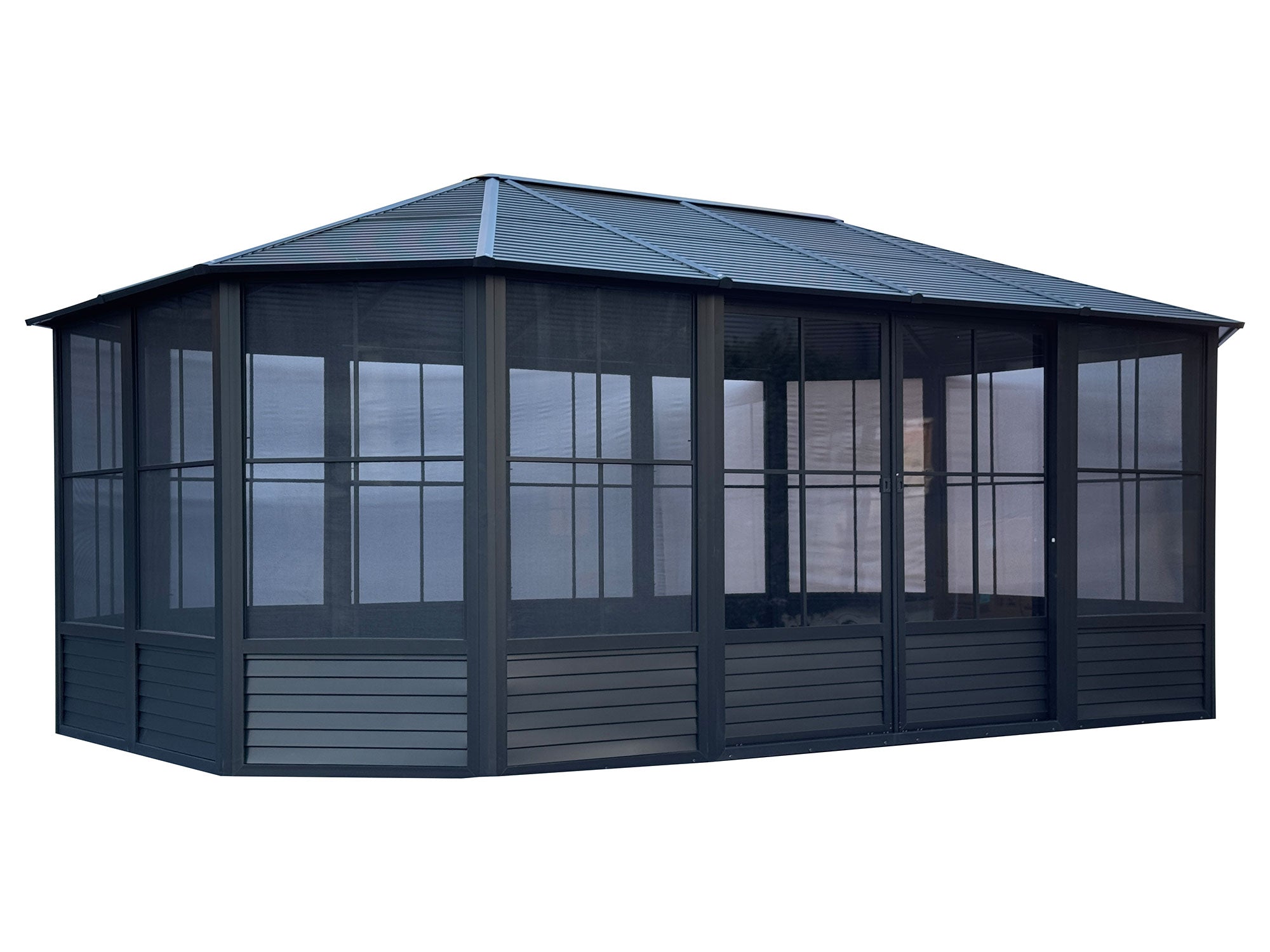 Florence 12x18 ft. Solarium, Metal Roof–Black