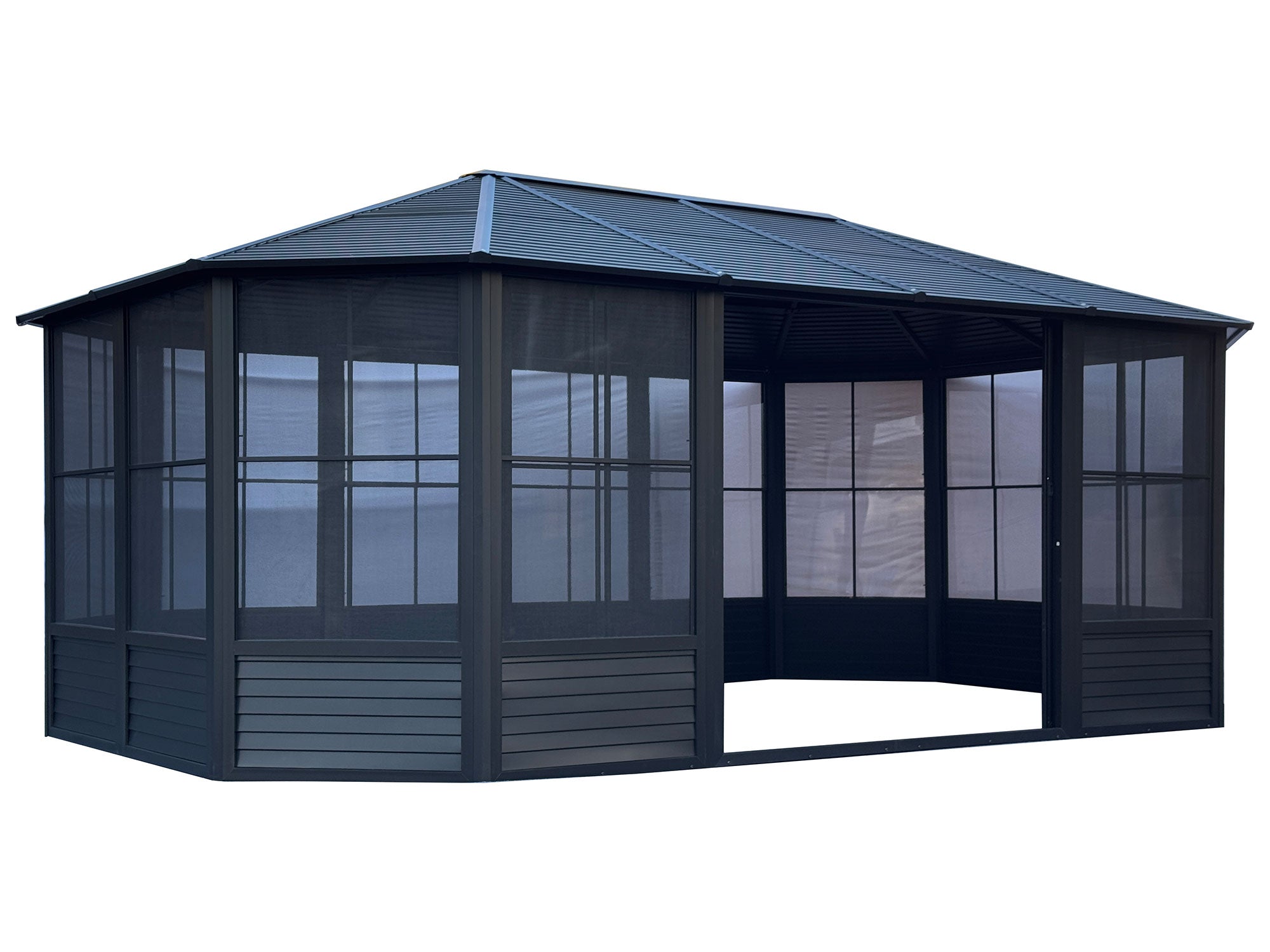 Florence 12x18 ft. Solarium, Metal Roof–Black