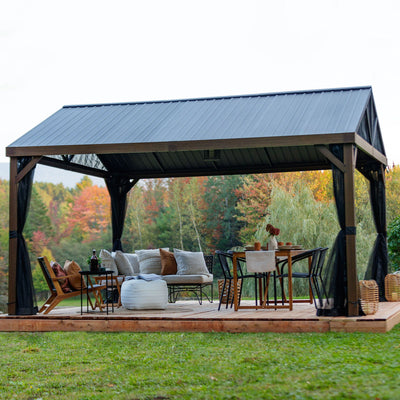 Yamaska 12x16 barn style gazebo, aluminum posts wood finish