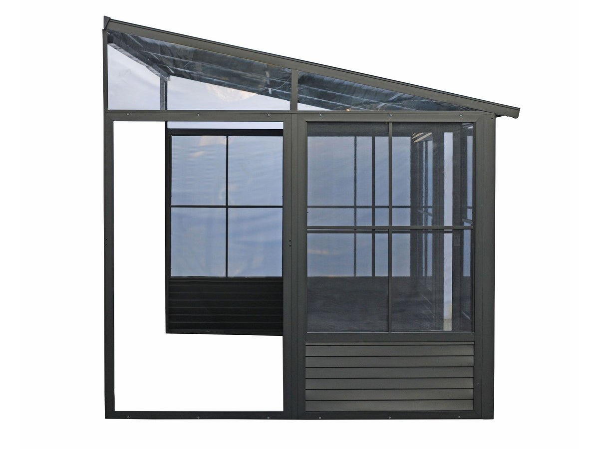 Florence 10x12 ft. Wall–Mounted Solarium, Metal Roof–Black